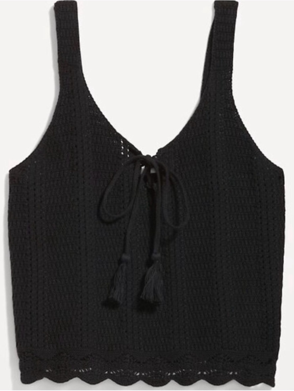 Old Navy Black Crochet Tie-Front Tank Top
